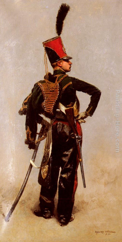 A Rank Soldier of the 7th Hussar Regiment painting - Jean Baptiste Edouard Detaille A Rank Soldier of the 7th Hussar Regiment art painting